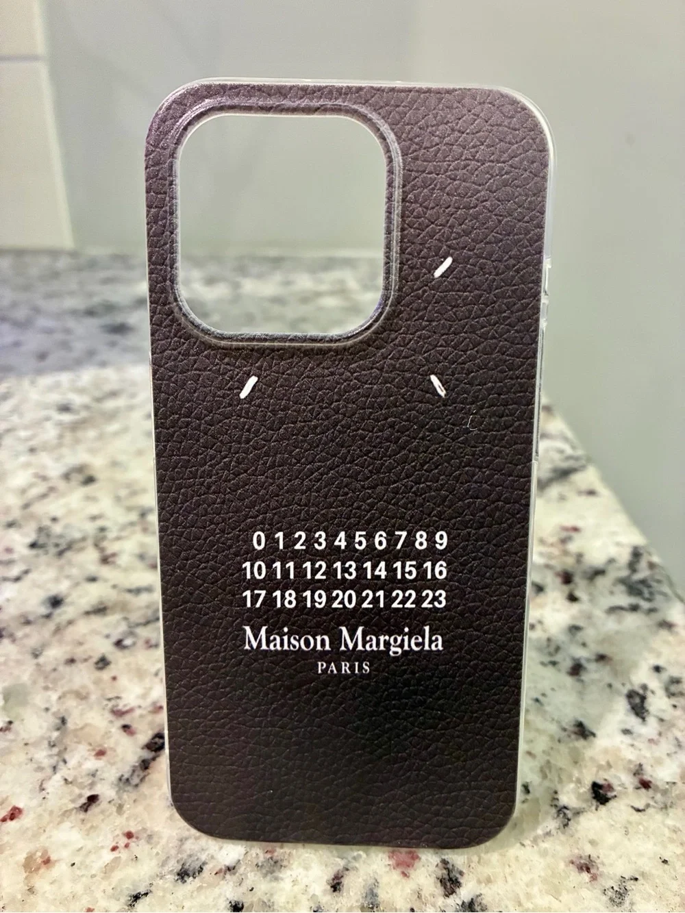 Inspired 🏠Margiela Black Textured Leather-Effect Phone 15 Pro Case